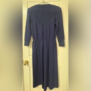 Nice St John Embelished Knit Navy Dress sz 14